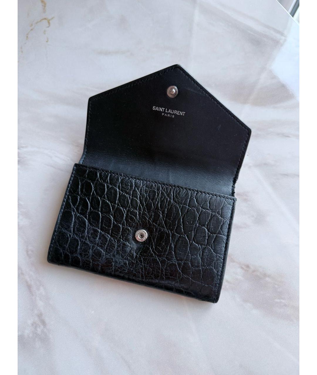 SAINT LAURENT Черный кожаный кошелек, фото 3