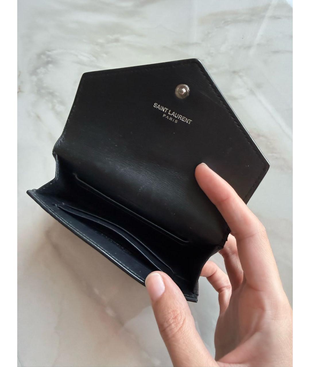 SAINT LAURENT Черный кожаный кошелек, фото 4