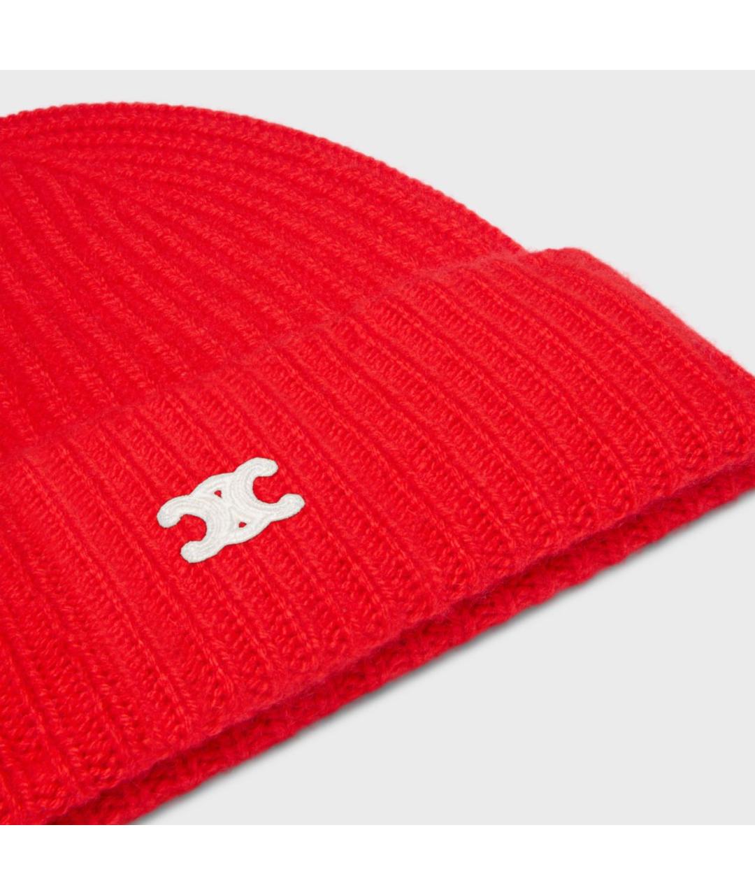 CELINE Красная кашемировая шапка, фото 3