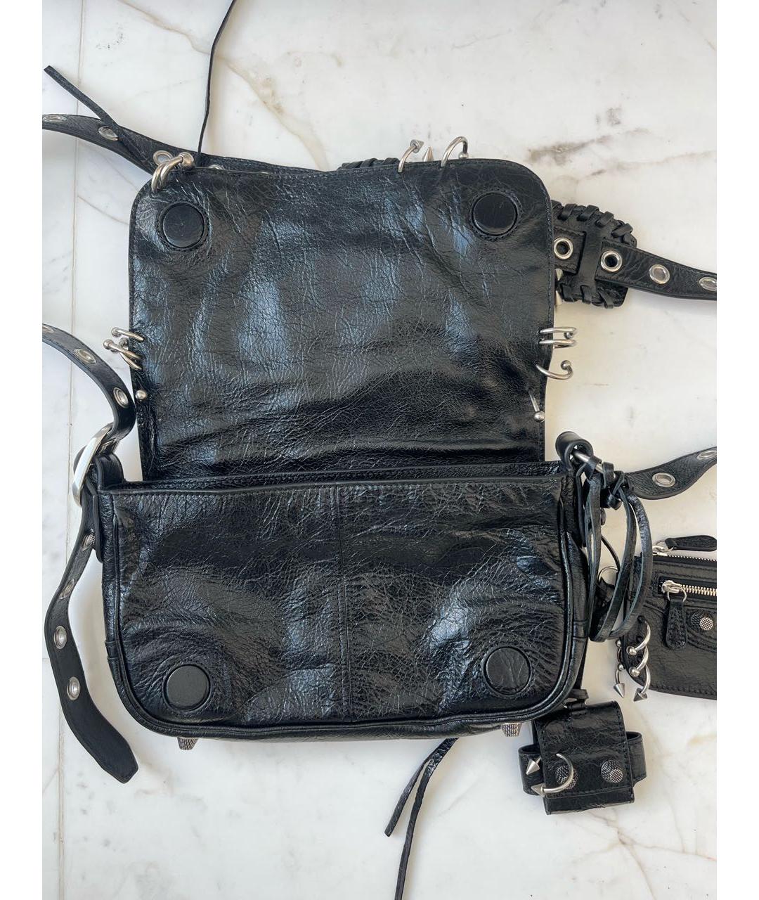 BALENCIAGA Черная кожаная сумка через плечо, фото 3