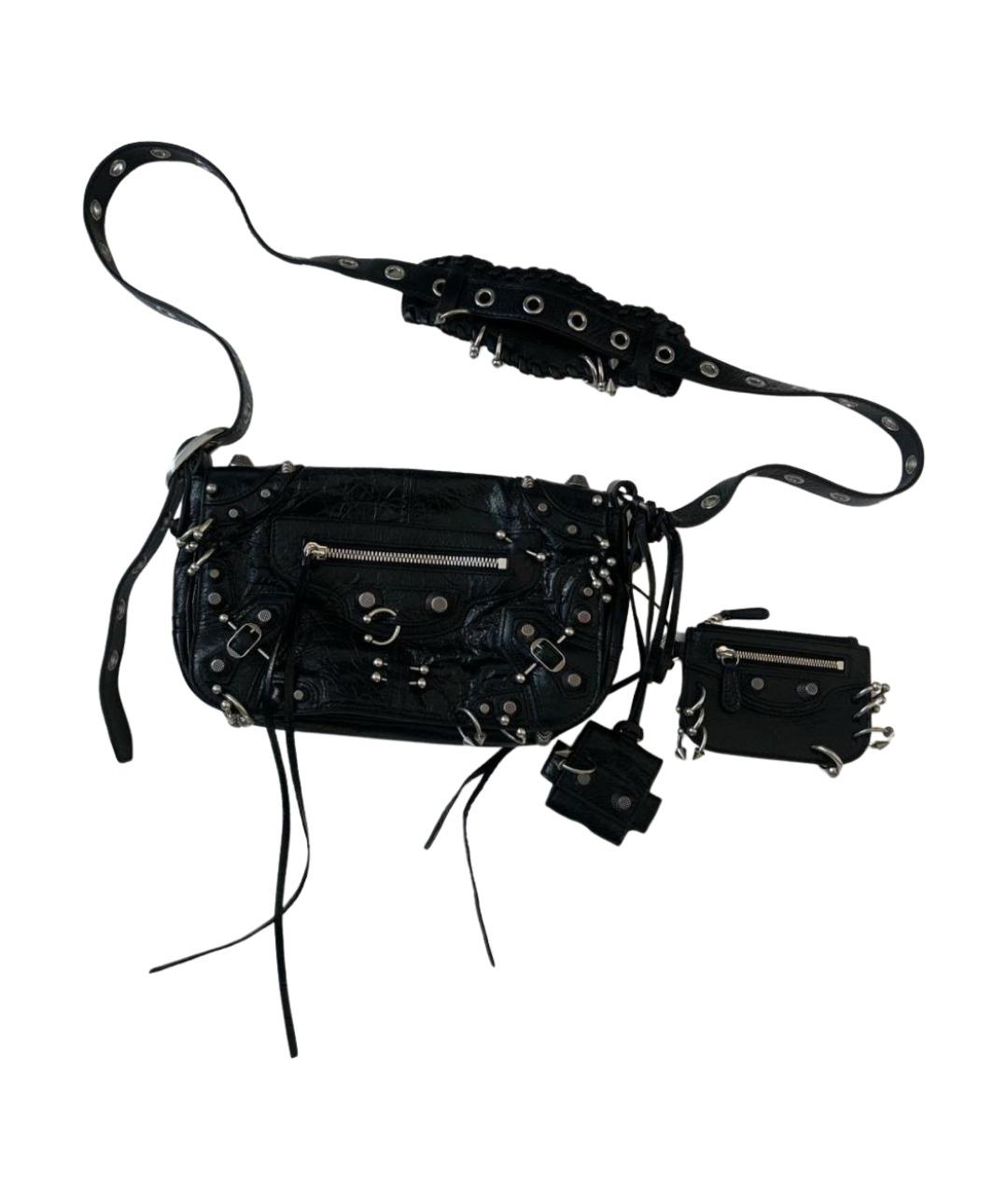 BALENCIAGA Черная кожаная сумка через плечо, фото 1