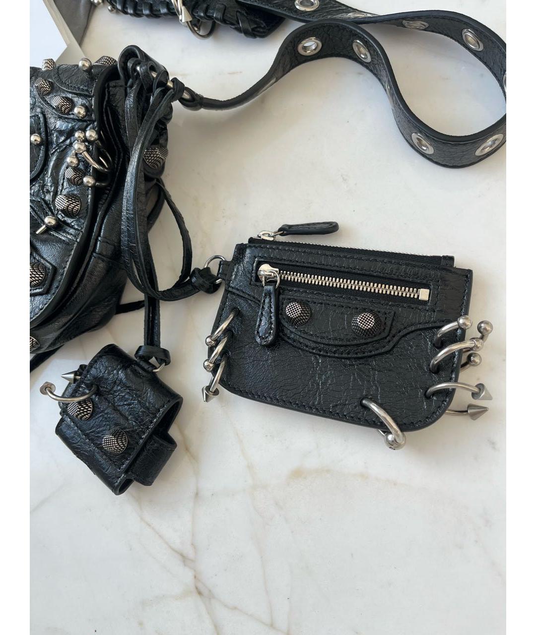 BALENCIAGA Черная кожаная сумка через плечо, фото 6