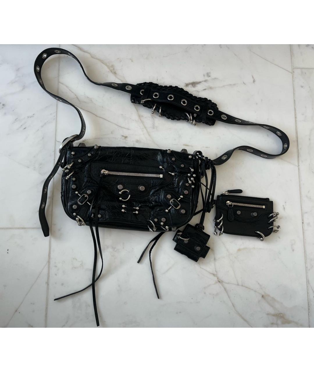 BALENCIAGA Черная кожаная сумка через плечо, фото 9