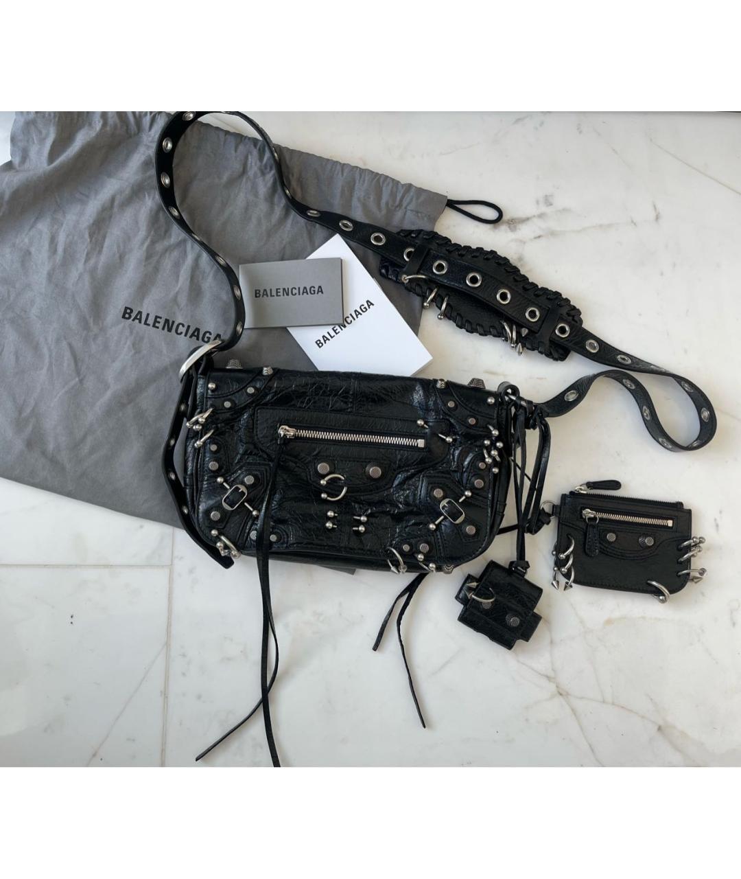 BALENCIAGA Черная кожаная сумка через плечо, фото 5