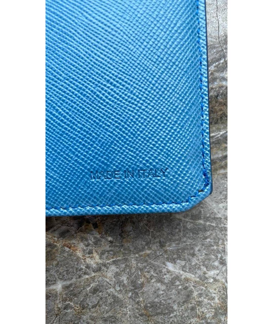 PRADA Голубой кожаный кошелек, фото 6