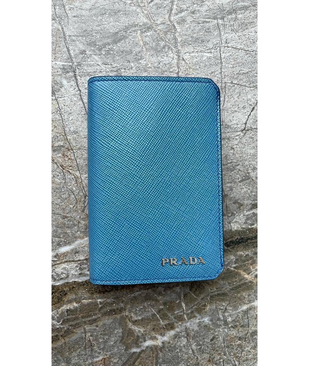 PRADA Голубой кожаный кошелек, фото 7