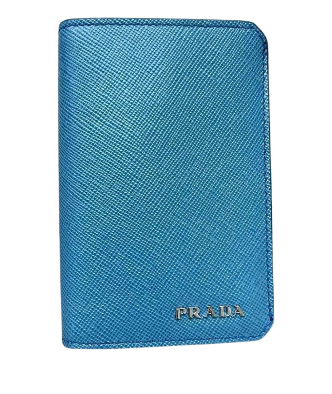 PRADA Голубой кожаный кошелек, фото 1