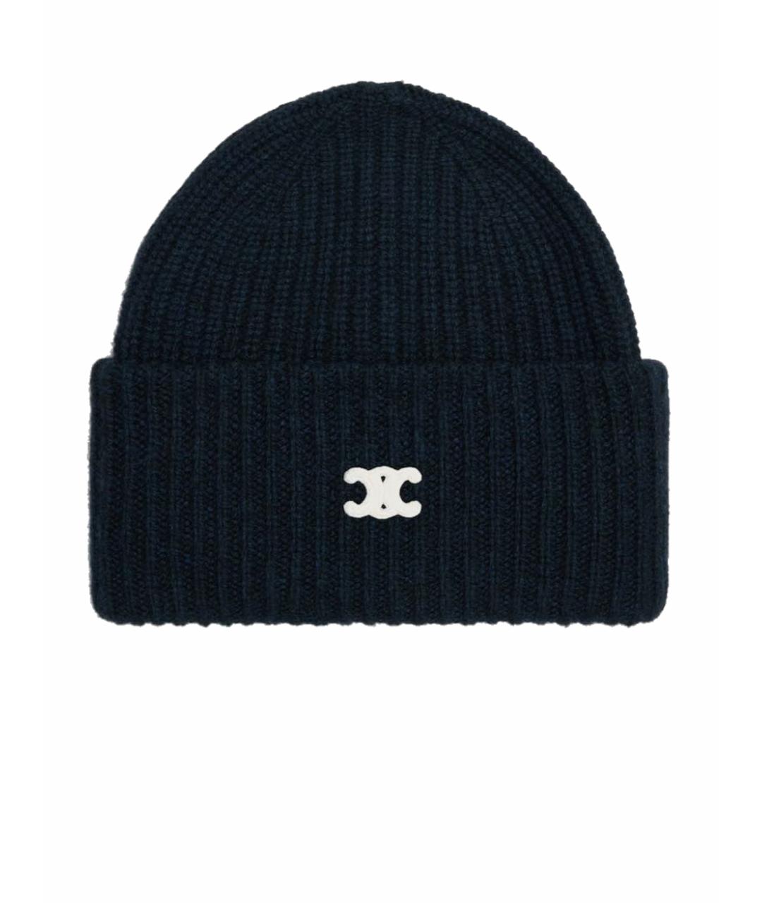 CELINE Темно-синяя кашемировая шапка, фото 1