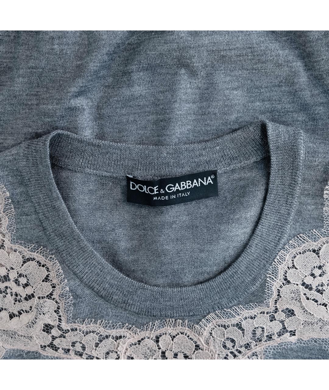 DOLCE&GABBANA Серый шерстяной джемпер / свитер, фото 3