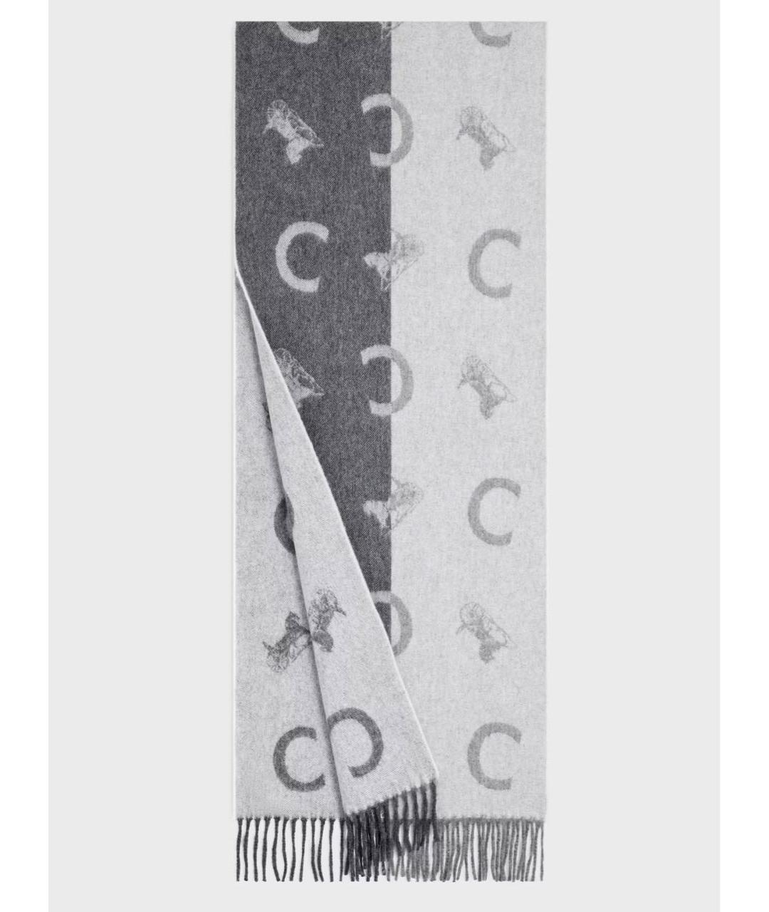 CELINE Серый шерстяной шарф, фото 3