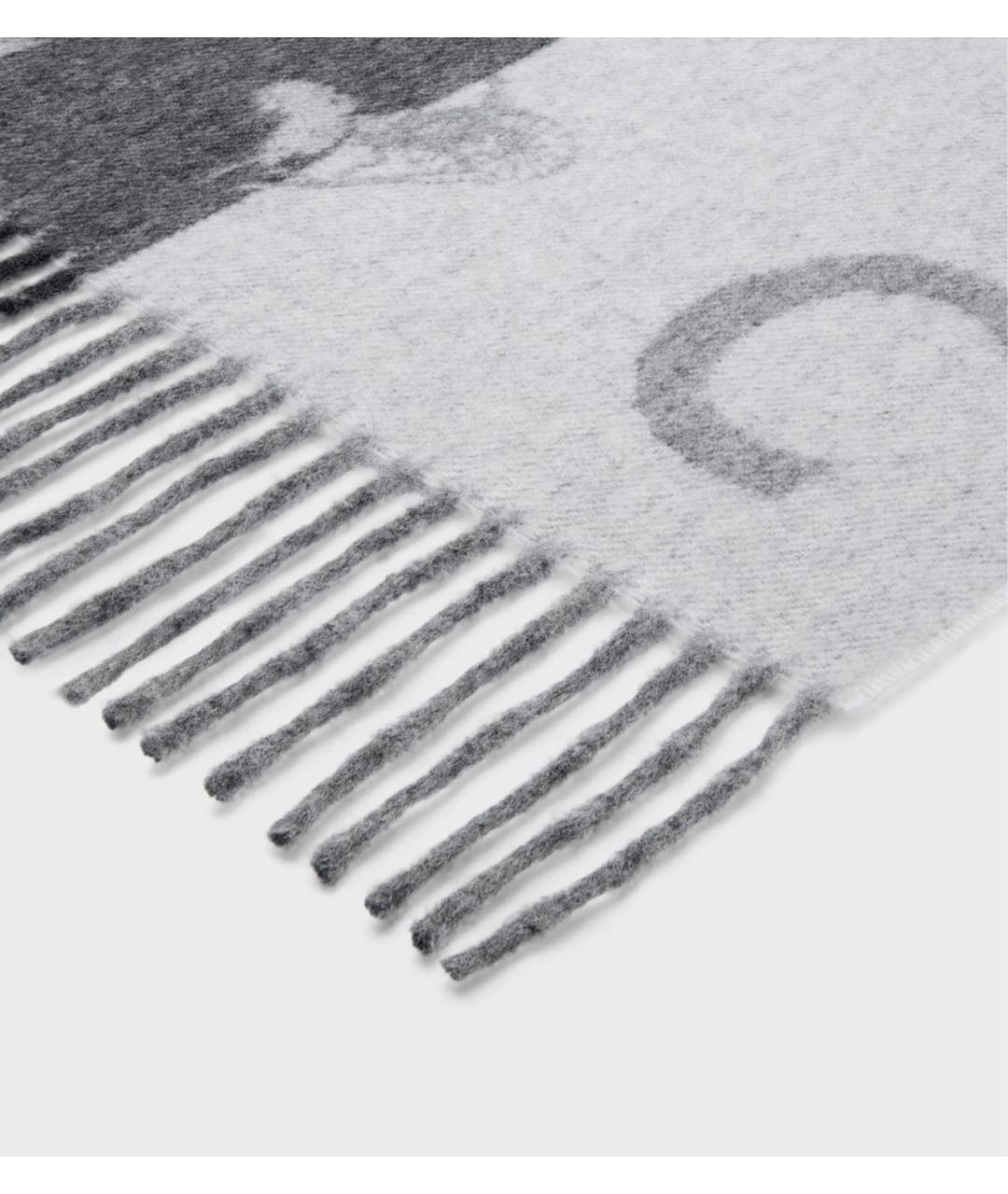 CELINE Серый шерстяной шарф, фото 2