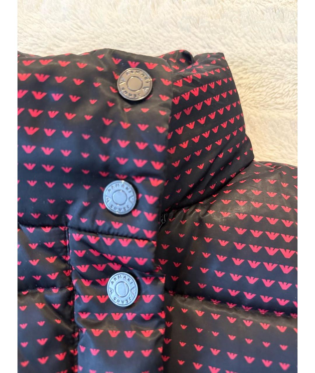 ARMANI JEANS Черный полиэстеровый пуховик, фото 4