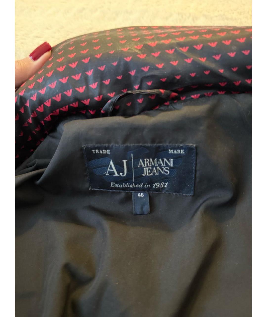 ARMANI JEANS Черный полиэстеровый пуховик, фото 3