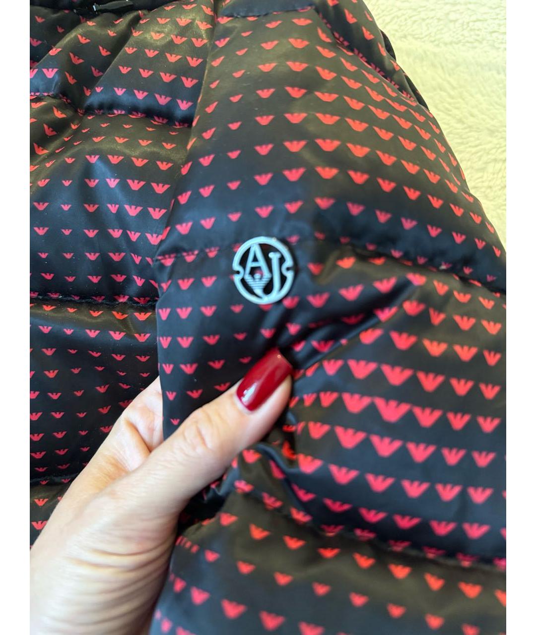 ARMANI JEANS Черный полиэстеровый пуховик, фото 5