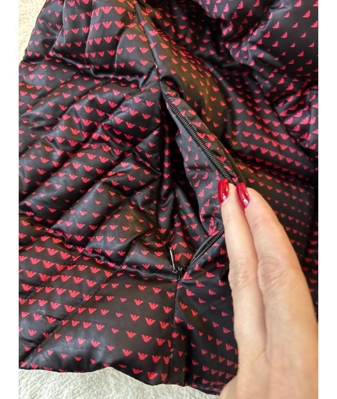 ARMANI JEANS Черный полиэстеровый пуховик, фото 7