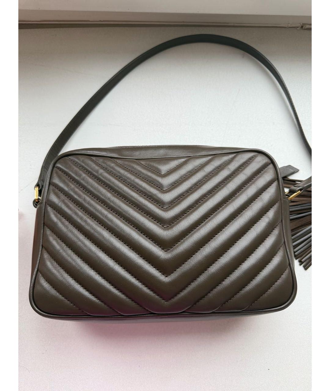 SAINT LAURENT Коричневая кожаная сумка через плечо, фото 3