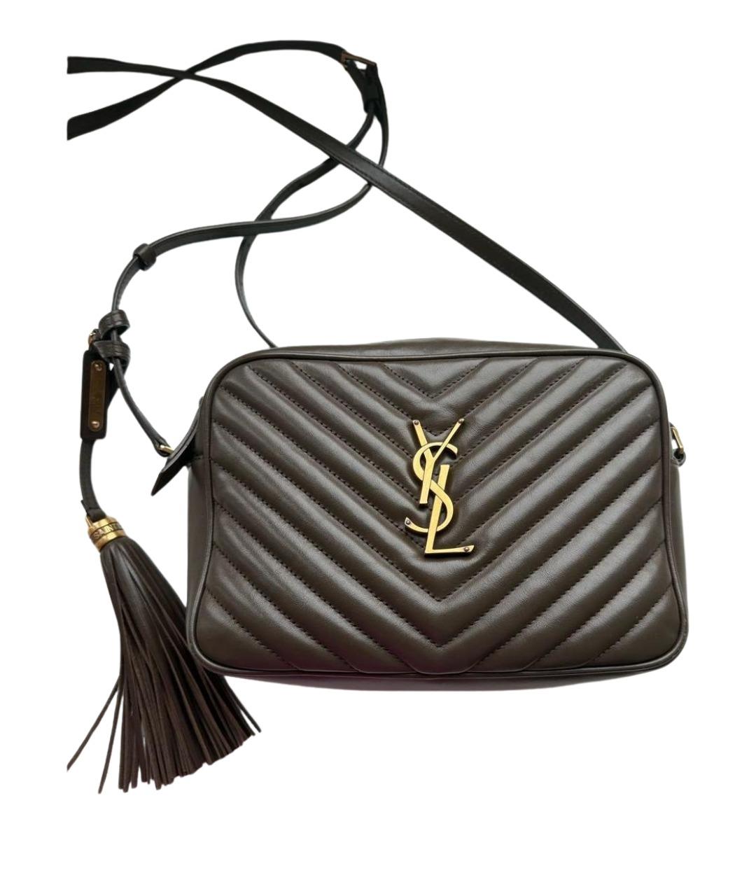 SAINT LAURENT Коричневая кожаная сумка через плечо, фото 1