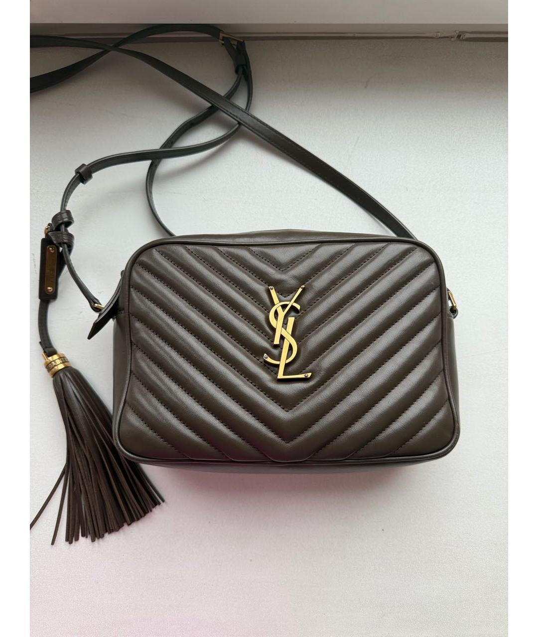 SAINT LAURENT Коричневая кожаная сумка через плечо, фото 5