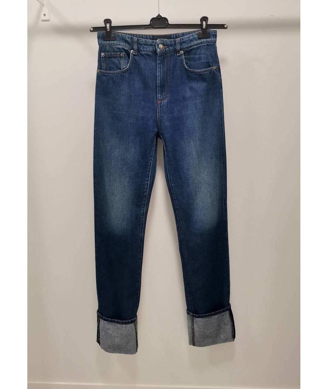 SPORTMAX Темно-синие хлопковые прямые джинсы, фото 9