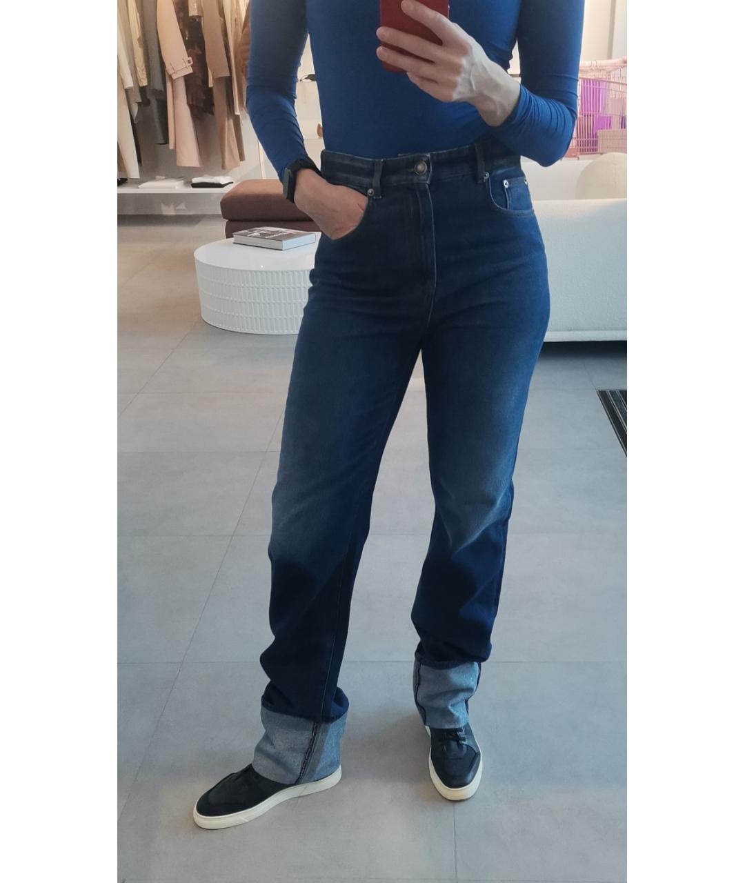 SPORTMAX Темно-синие хлопковые прямые джинсы, фото 8