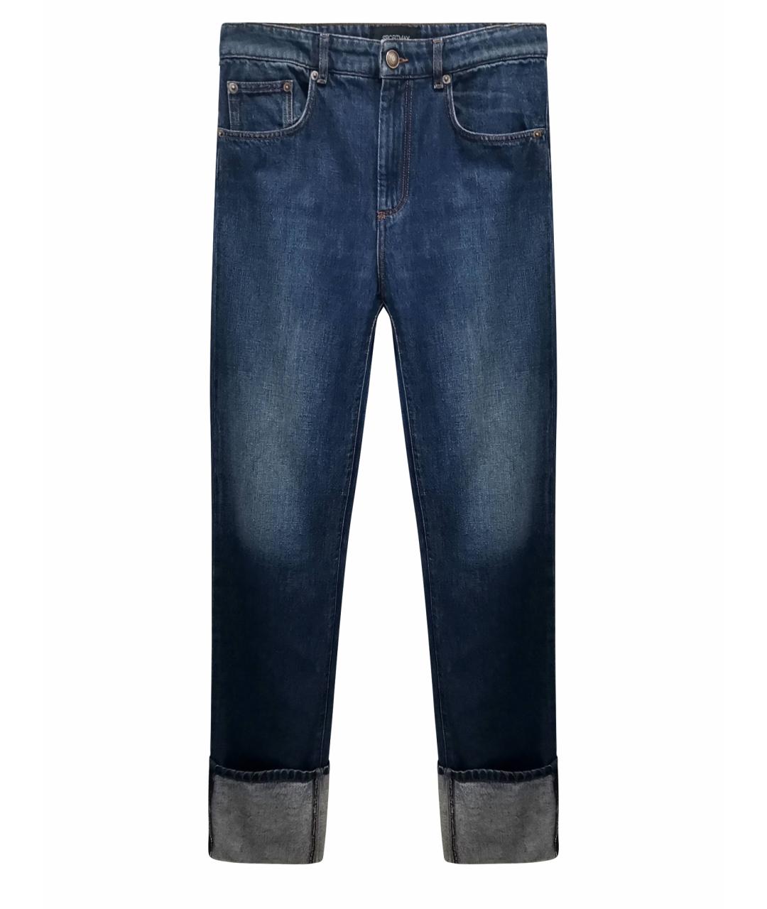 SPORTMAX Темно-синие хлопковые прямые джинсы, фото 1