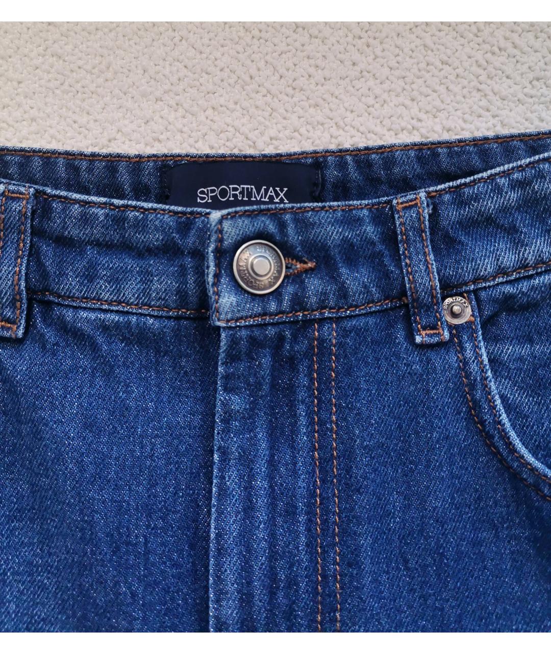 SPORTMAX Темно-синие хлопковые прямые джинсы, фото 4