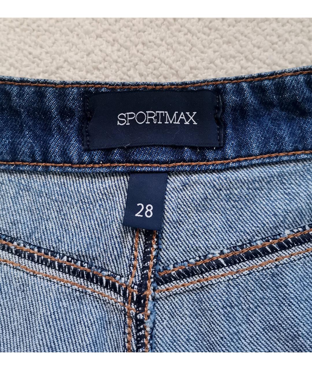 SPORTMAX Темно-синие хлопковые прямые джинсы, фото 5