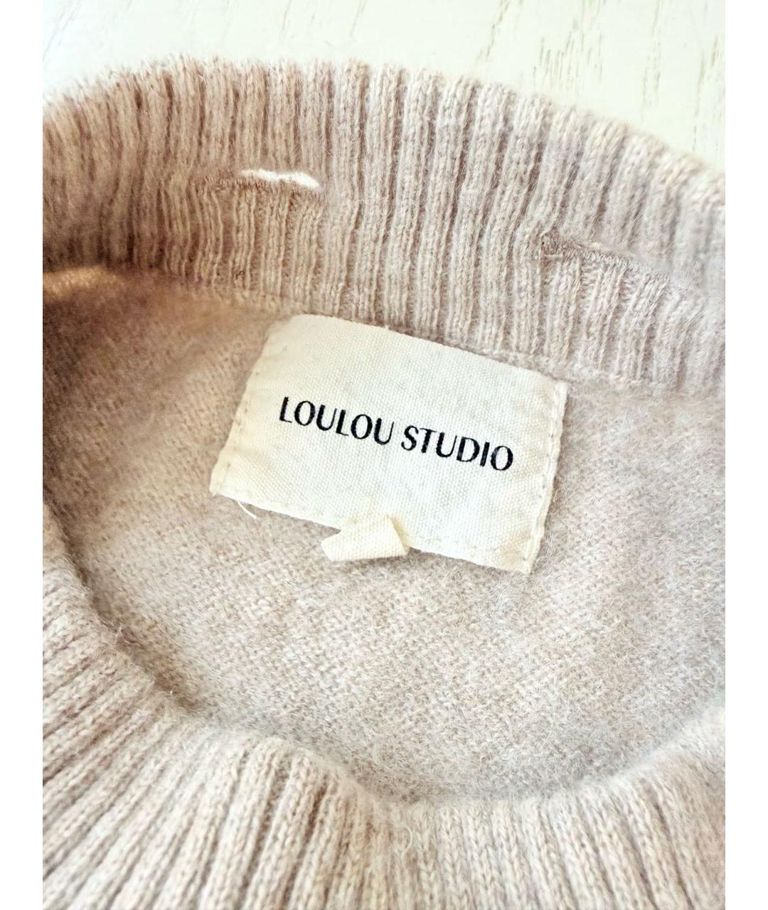LOULOU STUDIO Бежевый кашемировый джемпер / свитер, фото 3