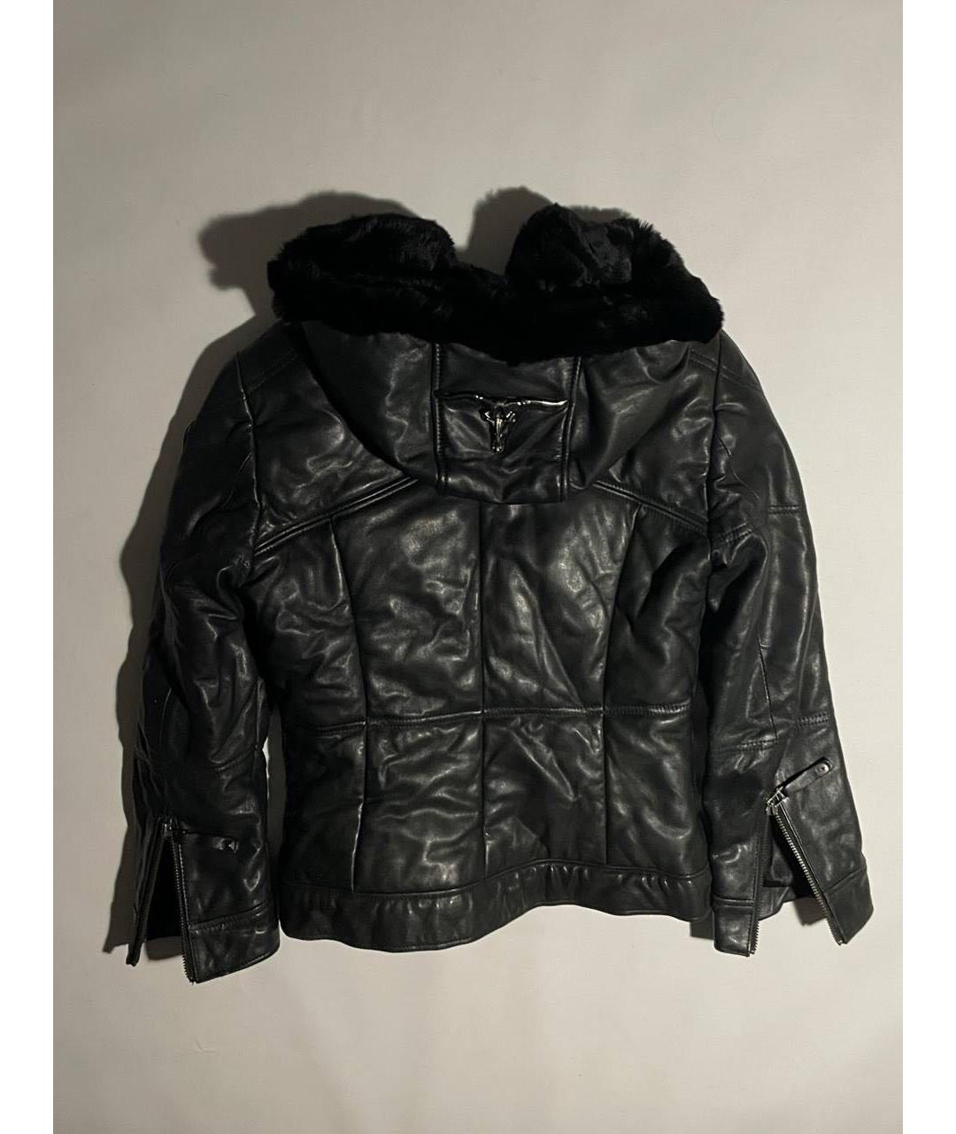 PHILIPP PLEIN Черная кожаная куртка, фото 2