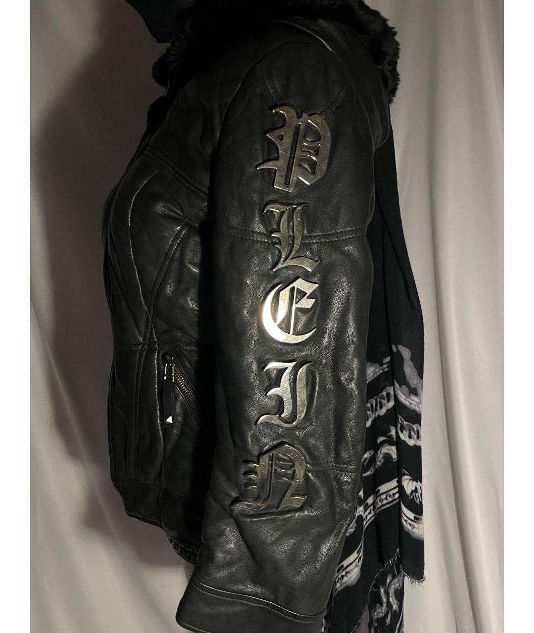 PHILIPP PLEIN Черная кожаная куртка, фото 3