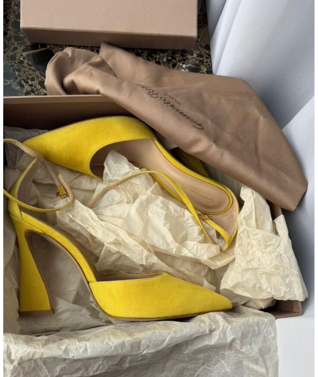 GIANVITO ROSSI Желтые замшевые туфли, фото 3