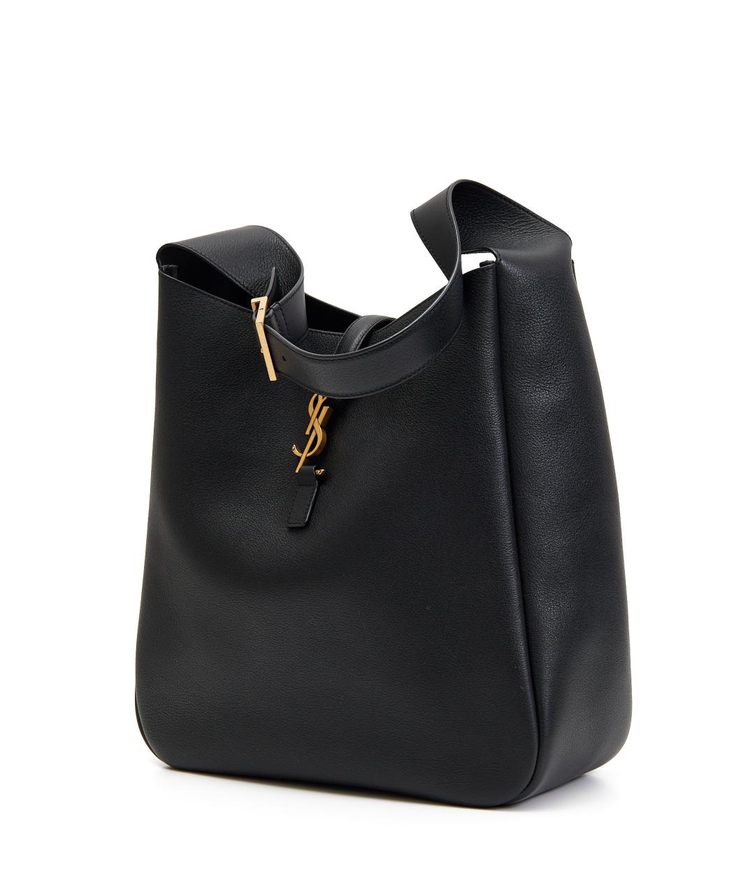 SAINT LAURENT Черная кожаная сумка с короткими ручками, фото 5