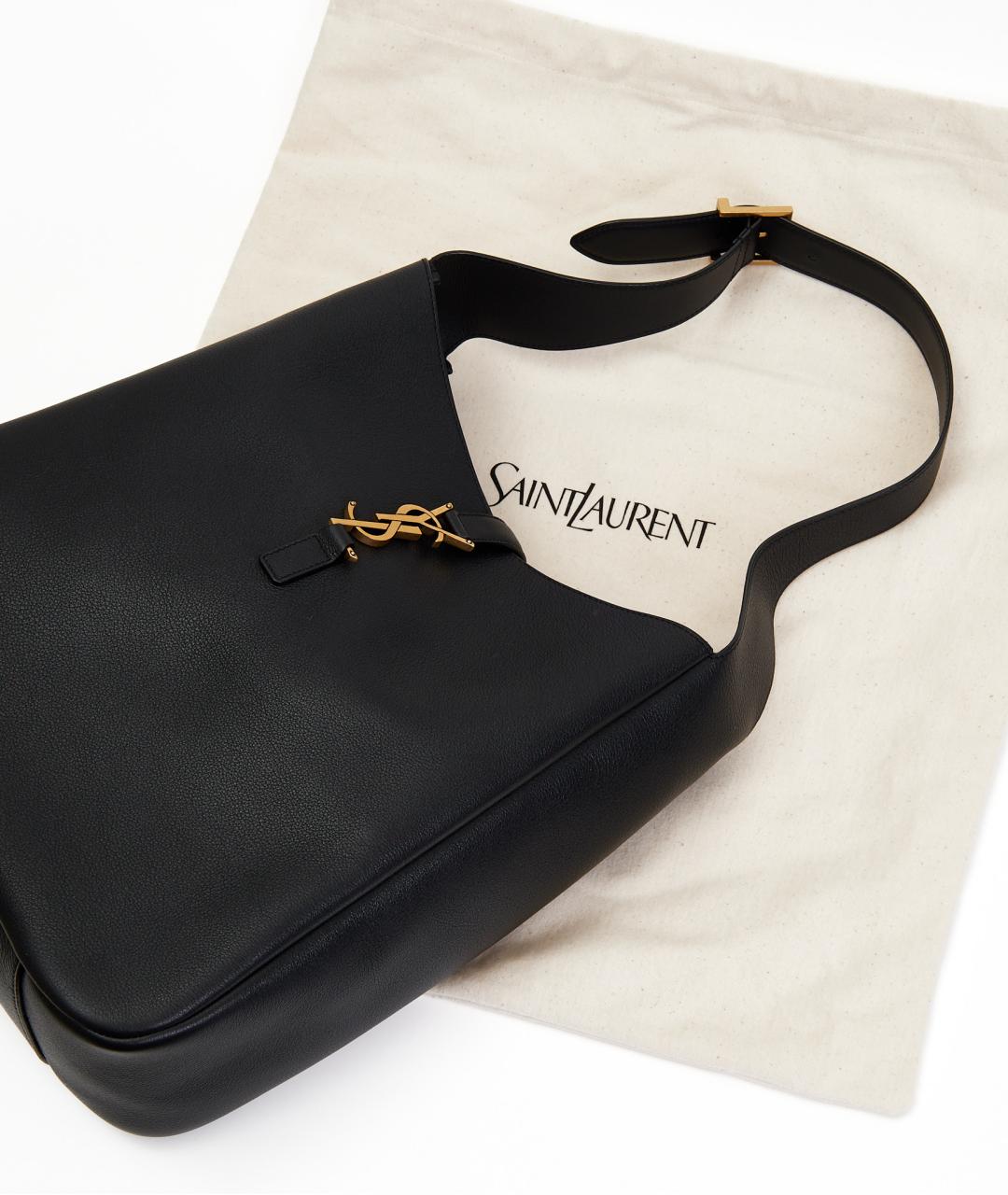 SAINT LAURENT Черная кожаная сумка с короткими ручками, фото 8