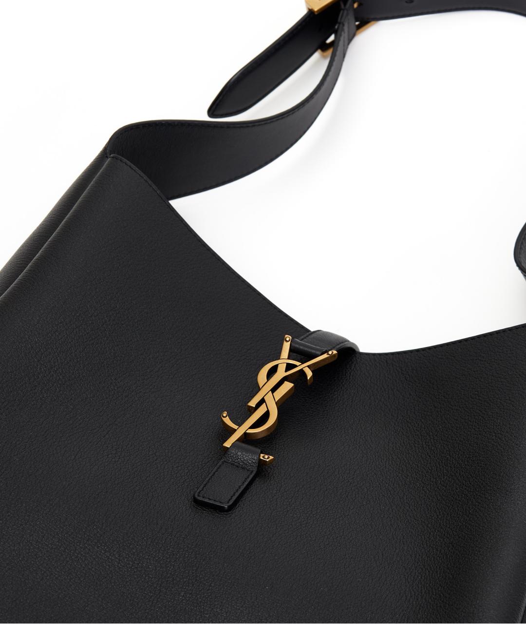 SAINT LAURENT Черная кожаная сумка с короткими ручками, фото 6