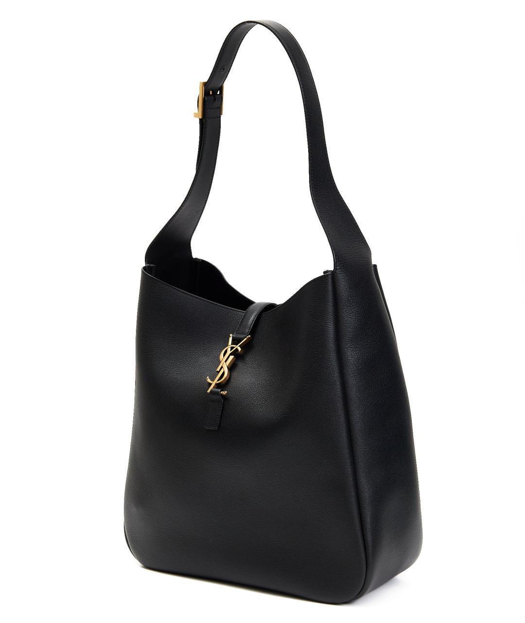 SAINT LAURENT Черная кожаная сумка с короткими ручками, фото 2