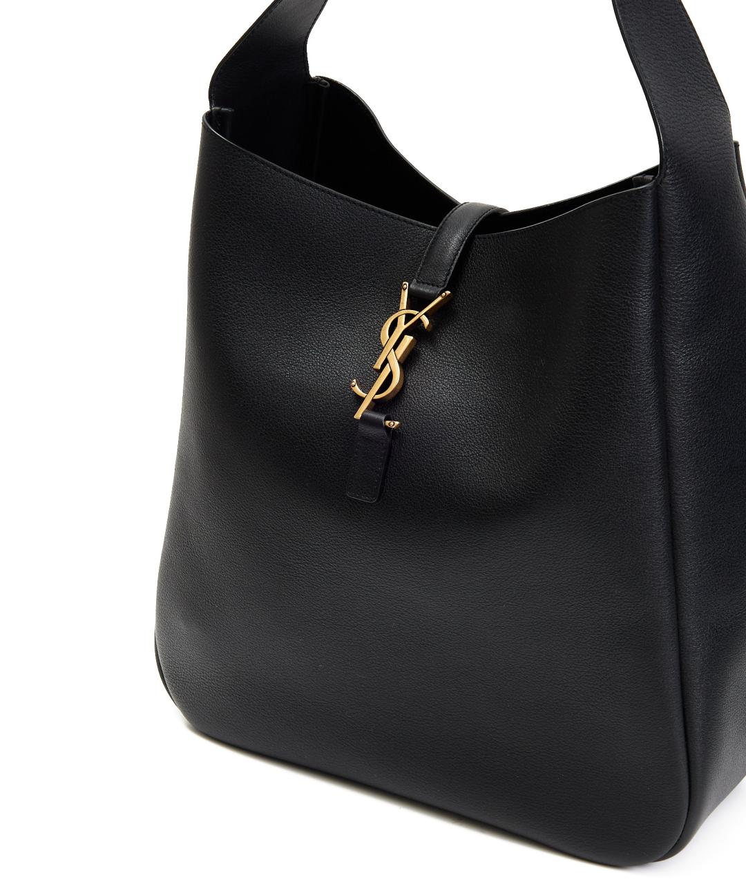 SAINT LAURENT Черная кожаная сумка с короткими ручками, фото 4