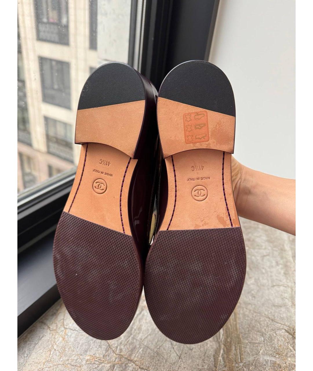 CHANEL Бордовые балетки из лакированной кожи, фото 5