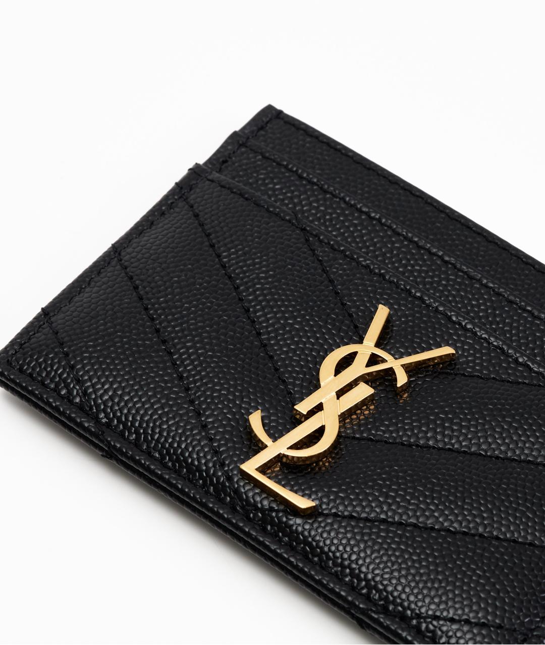 SAINT LAURENT Черный кожаный кардхолдер, фото 3