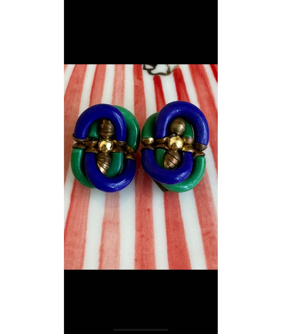 CHANEL Голубые стеклянные клипсы, фото 3