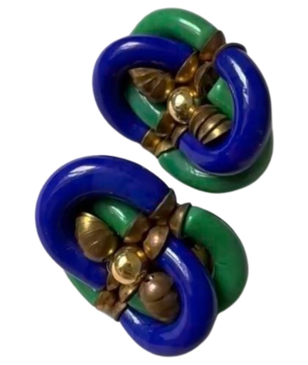 CHANEL Голубые стеклянные клипсы, фото 1