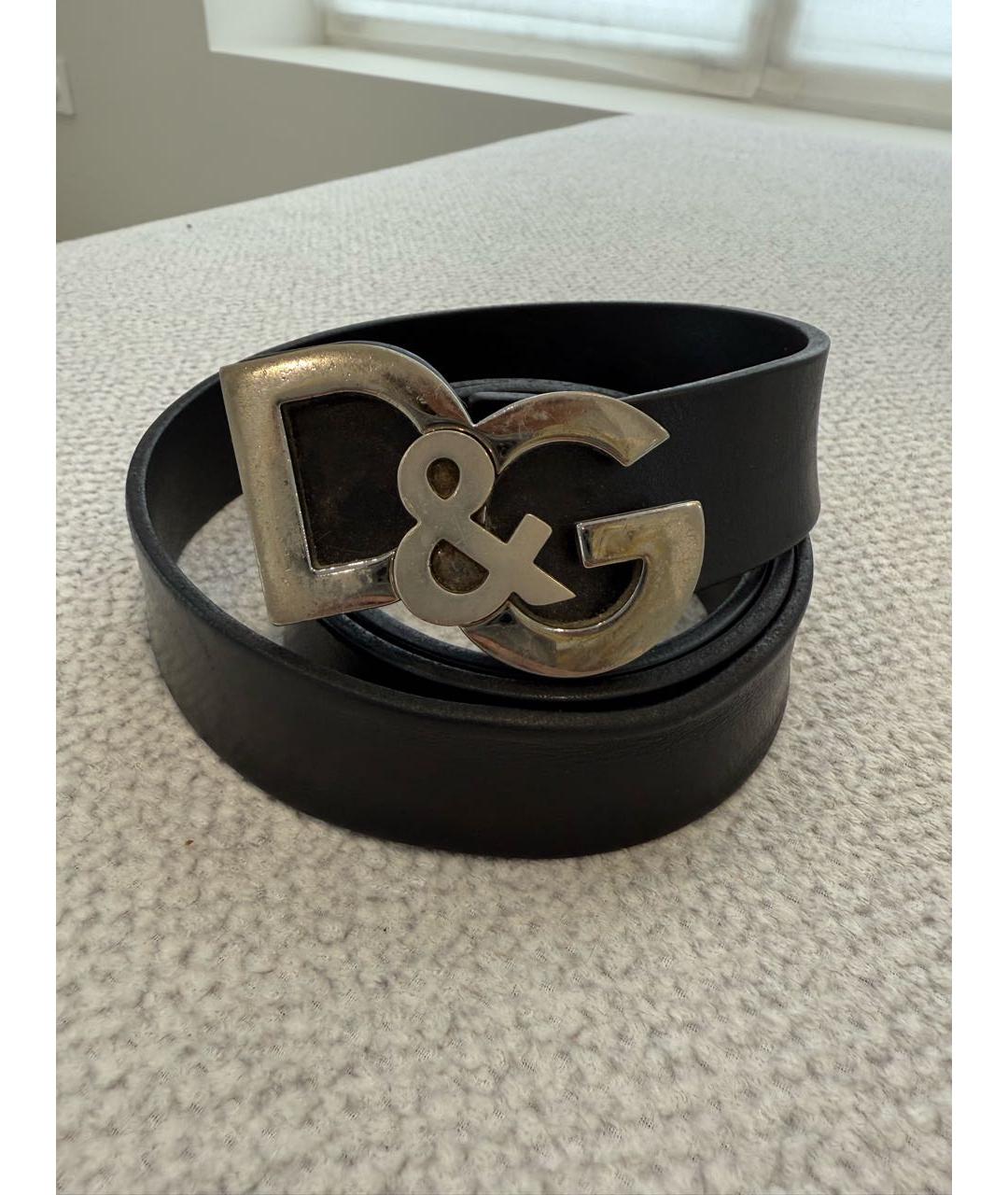 DOLCE&GABBANA Черный кожаный ремень, фото 5