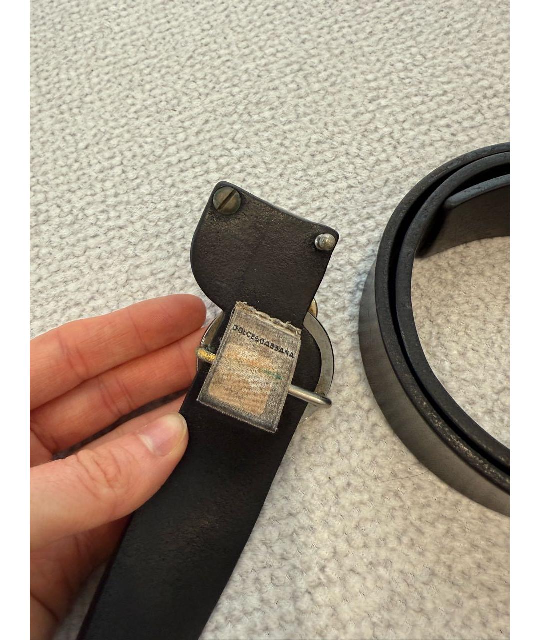 DOLCE&GABBANA Черный кожаный ремень, фото 2