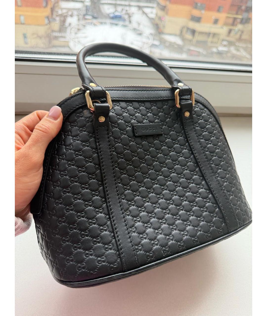 GUCCI Черная кожаная сумка с короткими ручками, фото 2