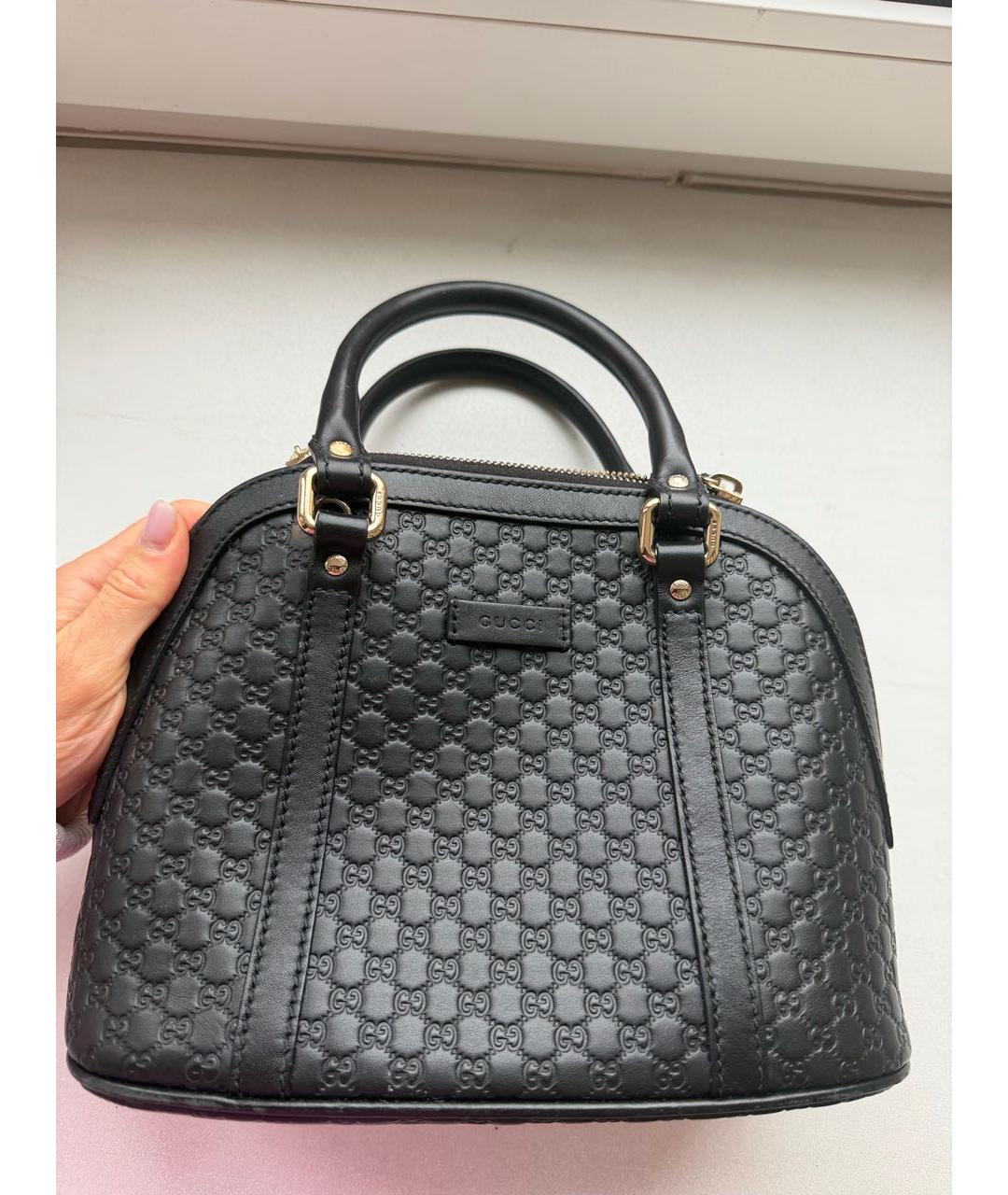 GUCCI Черная кожаная сумка с короткими ручками, фото 5