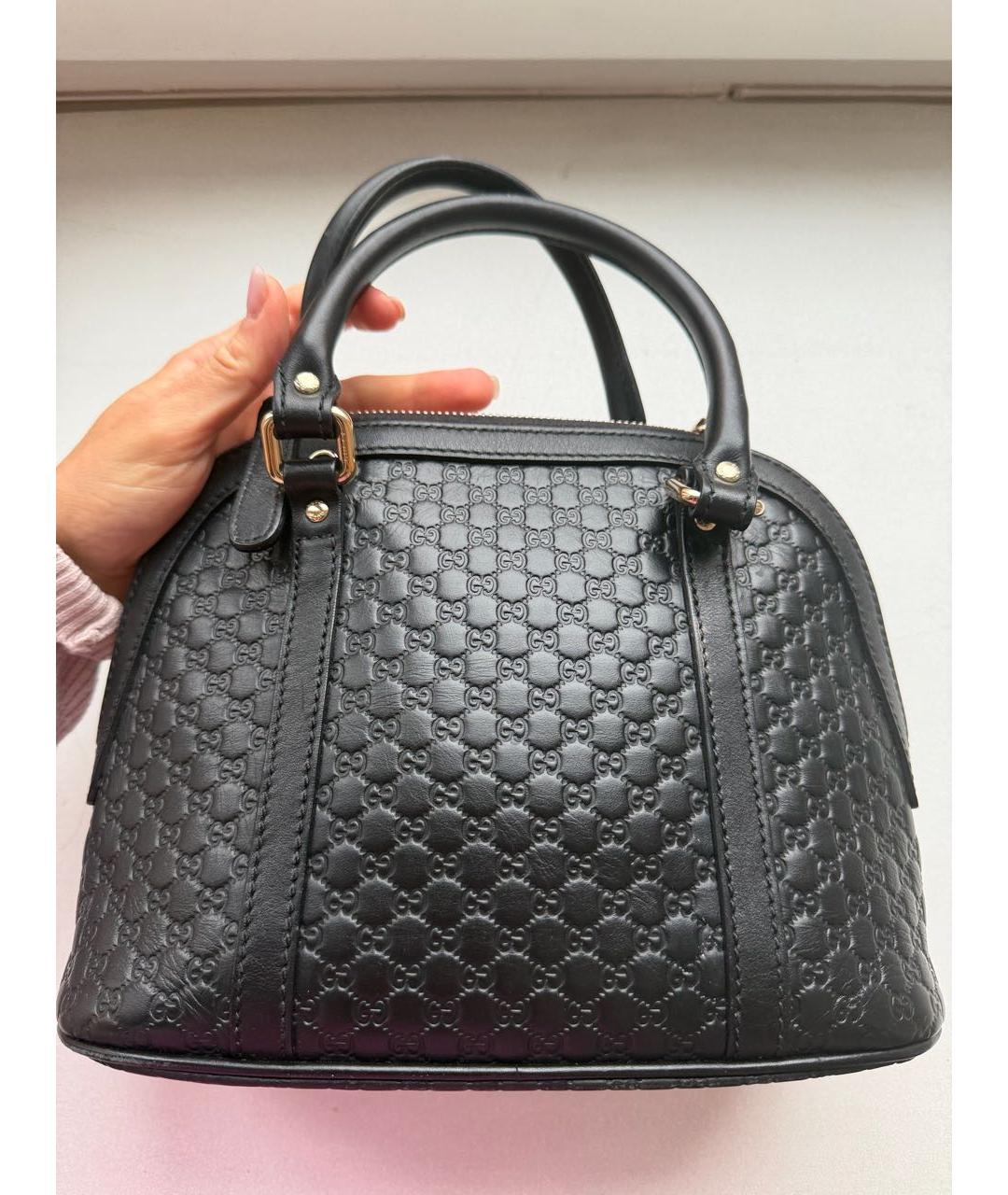 GUCCI Черная кожаная сумка с короткими ручками, фото 3