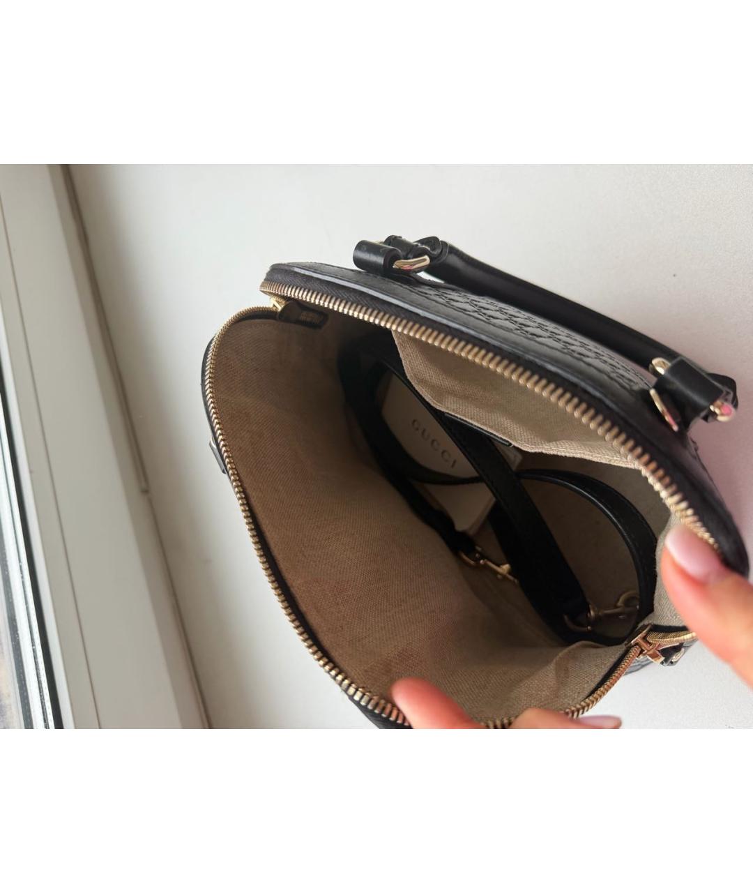 GUCCI Черная кожаная сумка с короткими ручками, фото 4