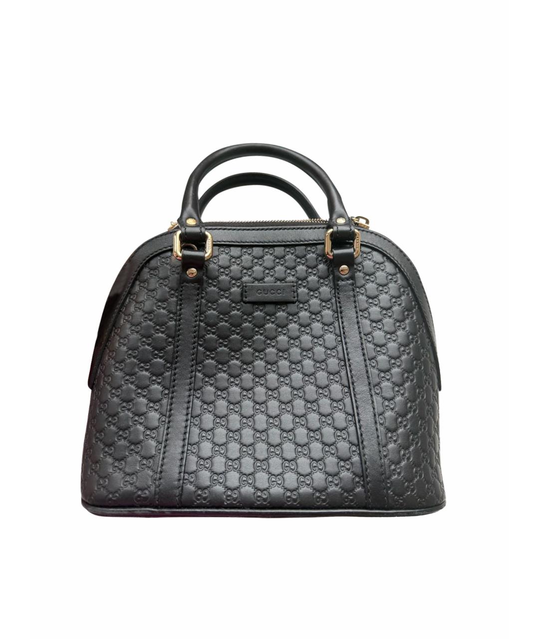 GUCCI Черная кожаная сумка с короткими ручками, фото 1