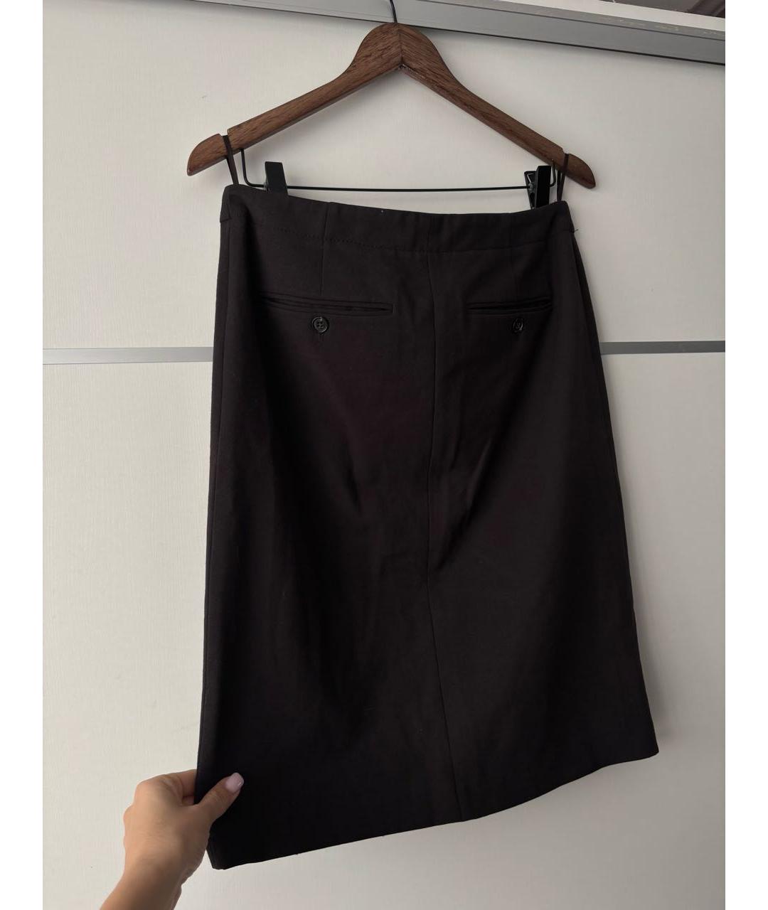 MIU MIU Коричневая шерстяная юбка миди, фото 2