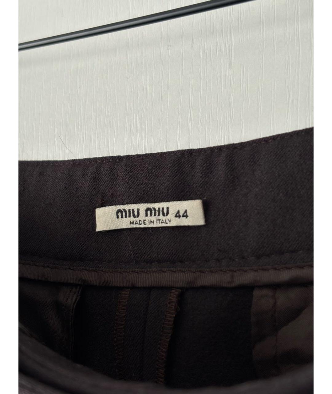 MIU MIU Коричневая шерстяная юбка миди, фото 3