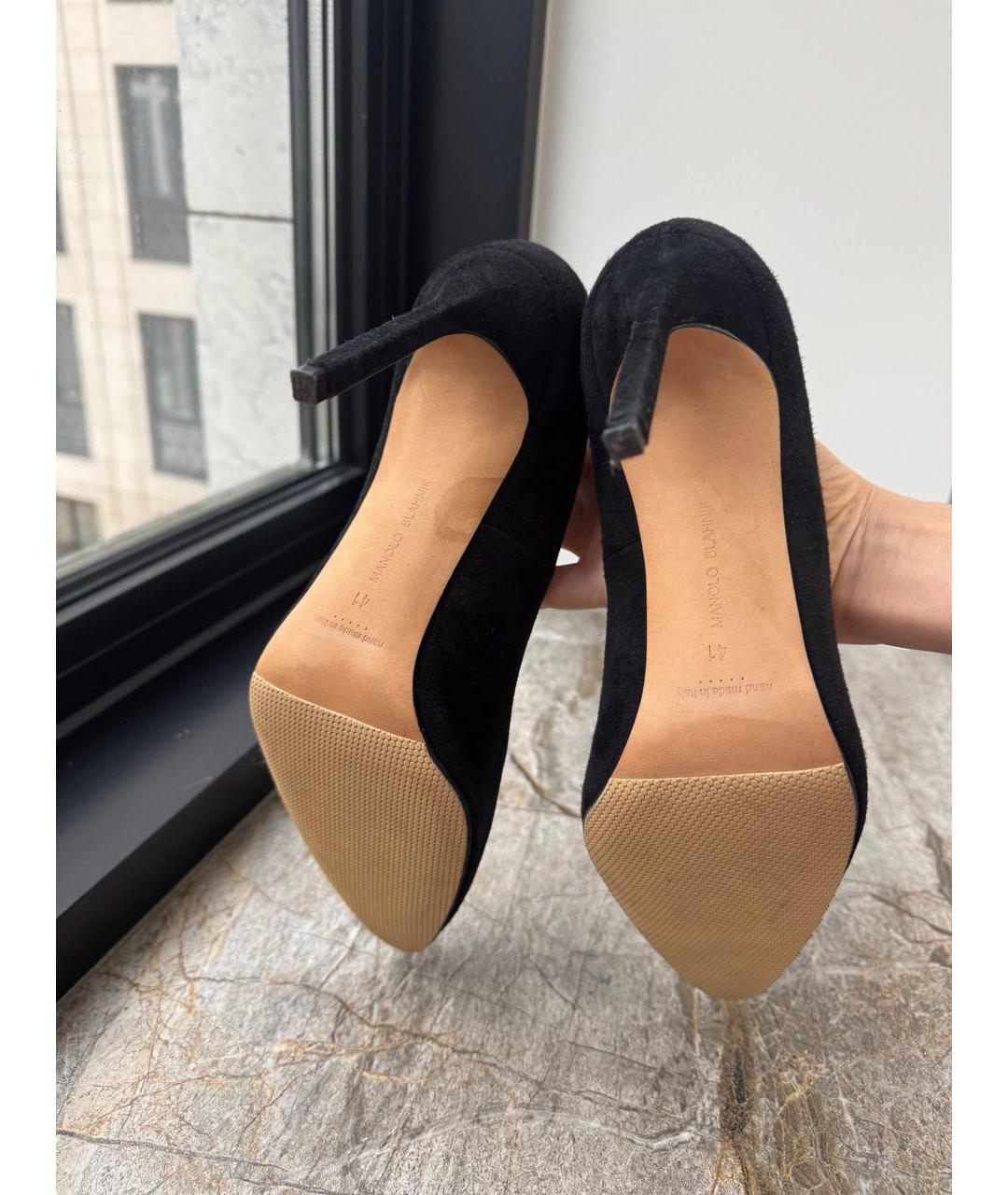 MANOLO BLAHNIK Черные замшевые туфли, фото 5